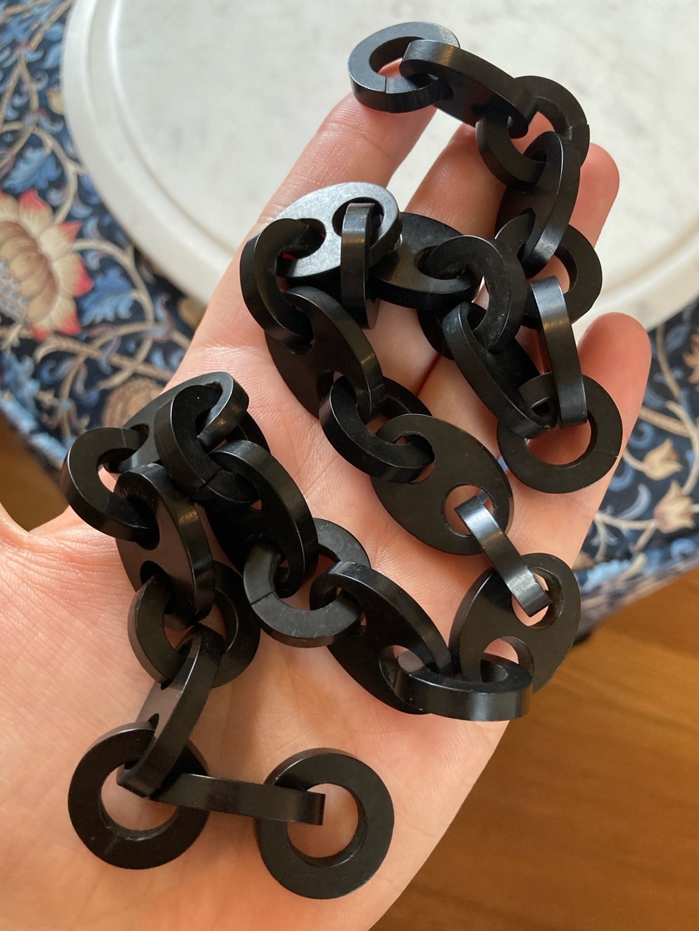 Antique Victorian Mourning Jewelry Gutta Percha/Vulcanite Links Necklace